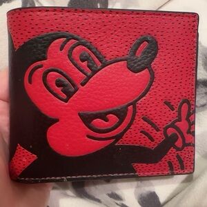 Coach x Disney Men’s Bifold Wallet Red Mickey Mouse NWT